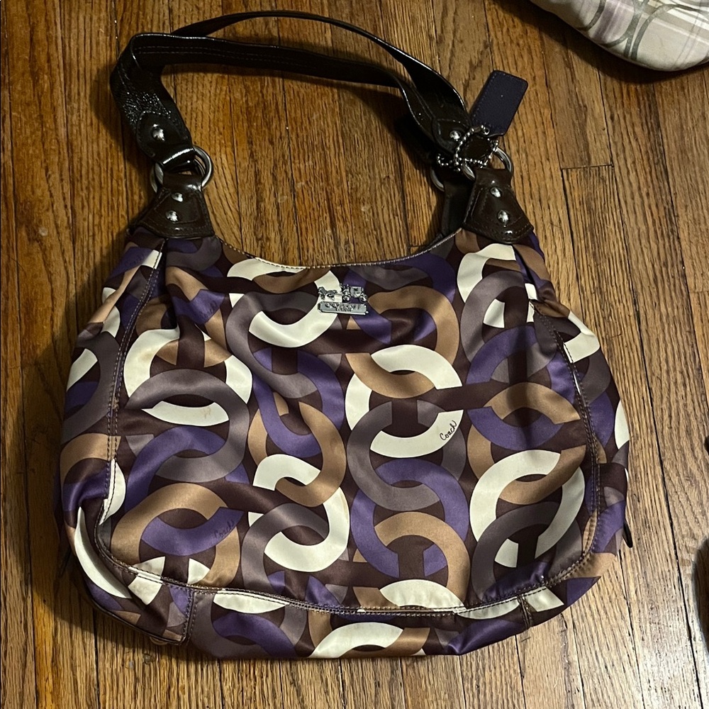 Coach Women's Chain link Shoulder Bag - Purple and Brown